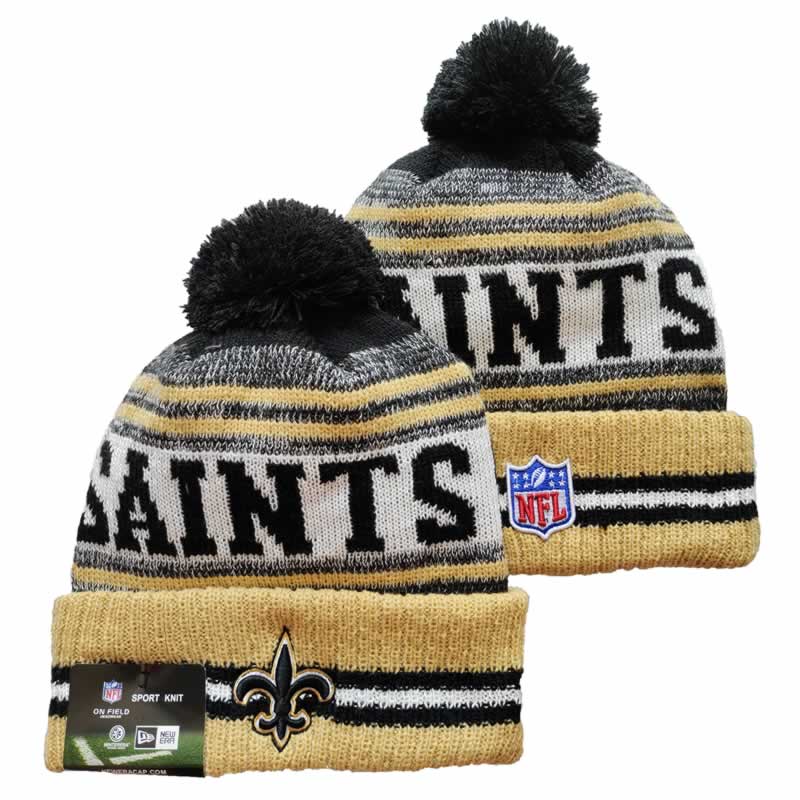 Saints Team Logo Cream and Black Pom Cuffed Knit Hat YD,We sell and wholesale Saints Team Logo Cream and Black Pom Cuffed Knit Hat YD on line form chian!